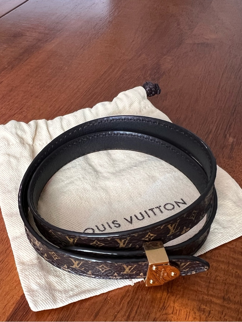 Louis Vuitton Leather Monogram Canvas Wrap Bracelet